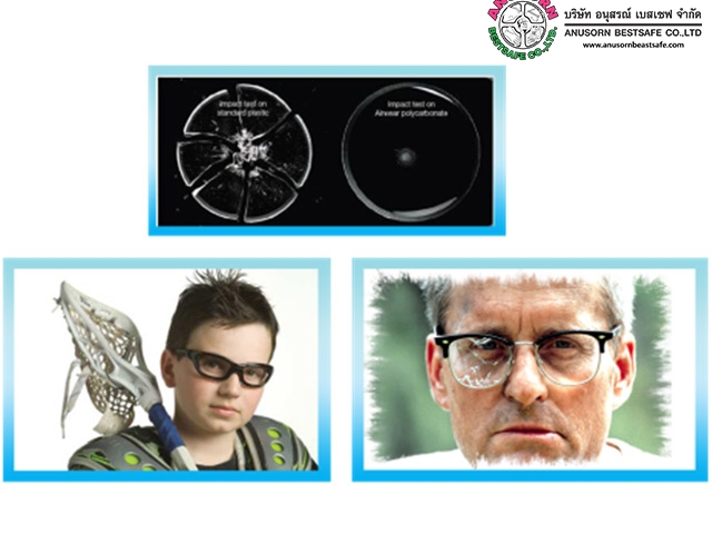 เลนส์แว่นสายตา แบบ Safety Lens Airwere (เลนส์โพลิคาร์บอเนตนิรภัย)