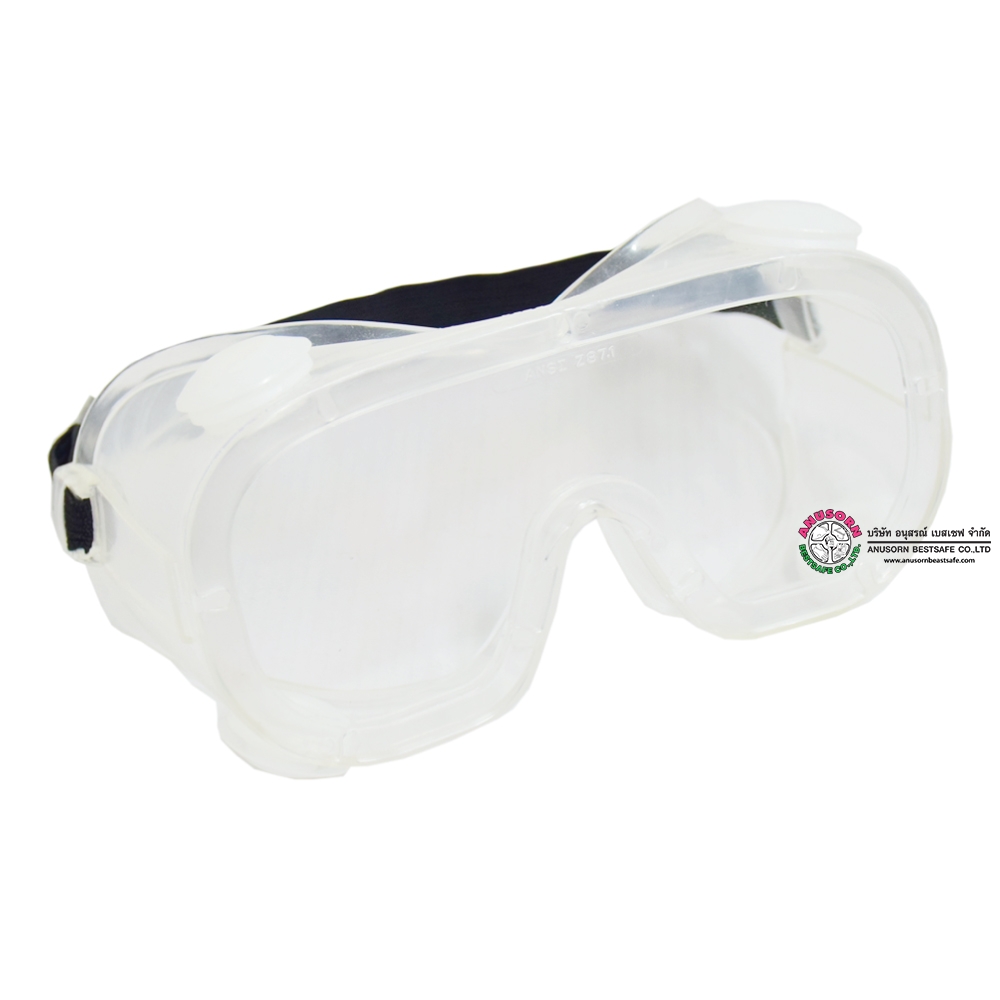 Goggle02 - ANTI-FOG  แว่นครอบตาเลนส์ใส มีวาล์ว # BESTSAFE